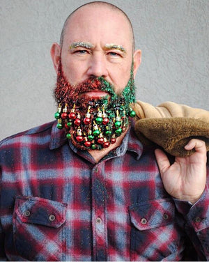 Festive Glitter Beard Kit 4 Christmas Colours Set red,green,silver