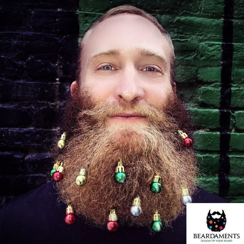 Beardaments Beard Ornaments, 12 piece Colorful Christmas Baubles